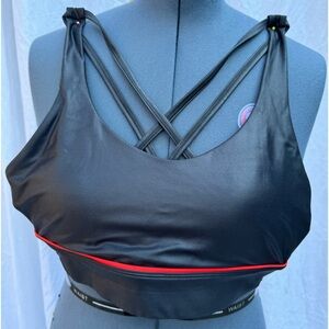 ZYIA Active Sweetheart Black Metallic Strappy Sport Bra size XL